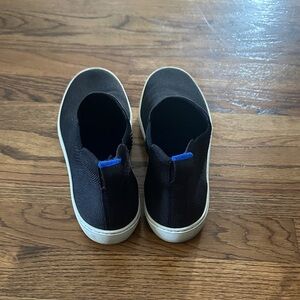 Black Slip-On Sneakers with White Soles
